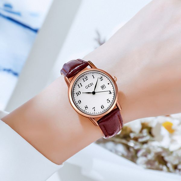2022gedi new popular women's watch korean fashion calendar casual temperament waterproof quartz gift, Slivery;brown
2022gedi new popular women's watch korean fashion calendar casual temperament waterproof quartz gift, Slivery;brown