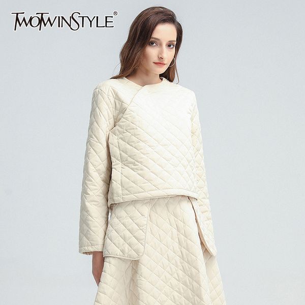twotwinstyle plaid casual cotton coat for women o neck long sleeve solid short parkas female winter fashion clothing 201201, Black
twotwinstyle plaid casual cotton coat for women o neck long sleeve solid short parkas female winter fashion clothing 201201, Black
