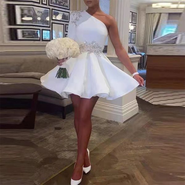 elegant applique sequins cocktail dresses white satin one shoulder formal prom gowns knee length vestidos de fiesta, Black
elegant applique sequins cocktail dresses white satin one shoulder formal prom gowns knee length vestidos de fiesta, Black