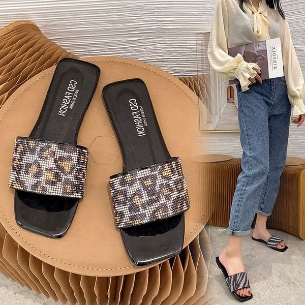 square head sandals women's spring 2022 new one line slipper low heel leopard rhinestone 42 large, Black
square head sandals women's spring 2022 new one line slipper low heel leopard rhinestone 42 large, Black