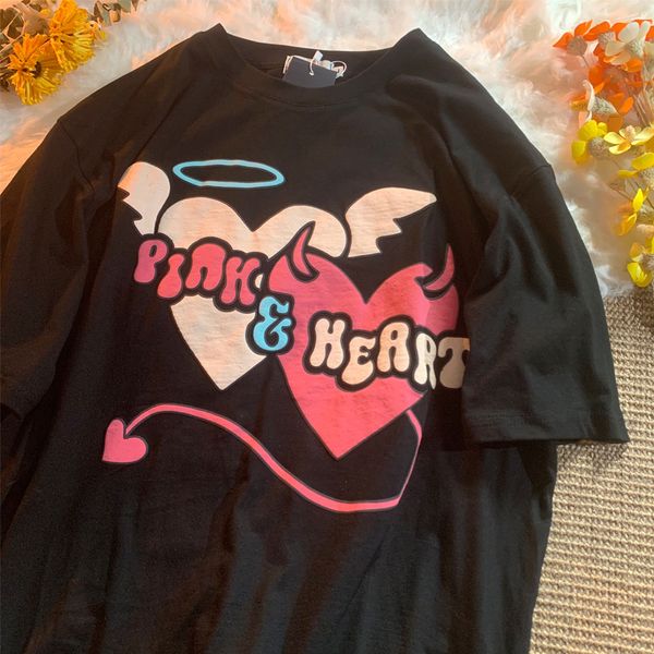summer 2022 new womens heart printing short-sleeved womens t-shirt ins fashion design sense niche clothes, White
summer 2022 new womens heart printing short-sleeved womens t-shirt ins fashion design sense niche clothes, White