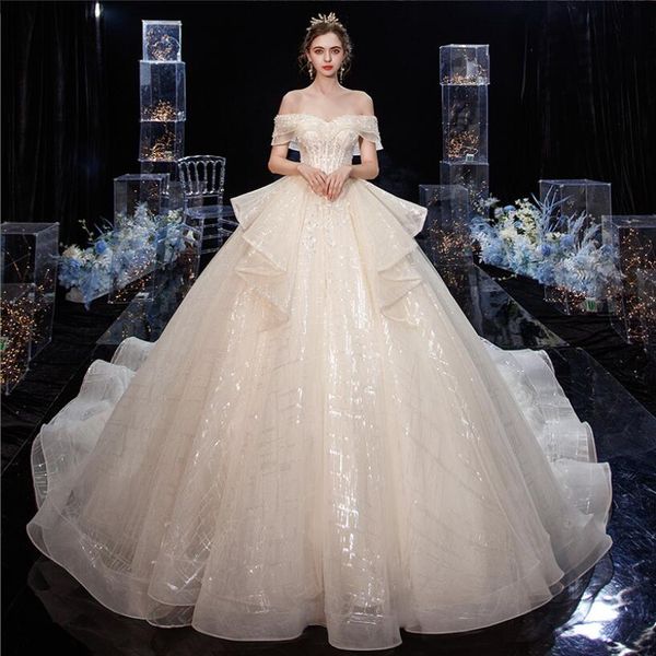 2022 new wedding dress off-shoulder super fairy dream luxury long tail wed dresses vestido de novia, White
2022 new wedding dress off-shoulder super fairy dream luxury long tail wed dresses vestido de novia, White
