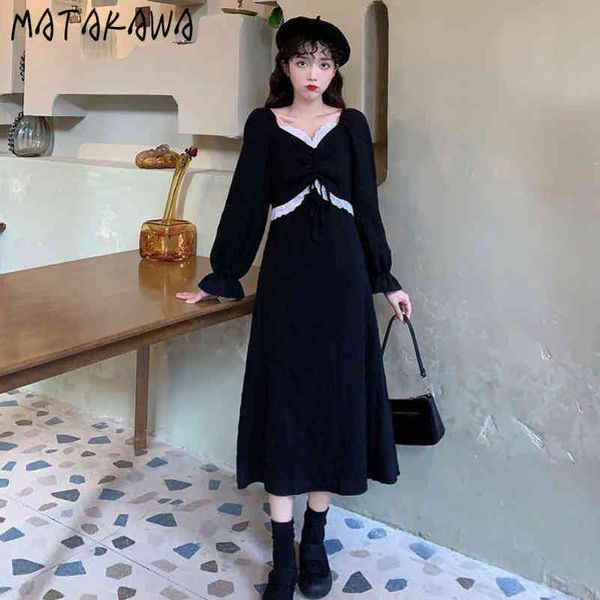 flare sleeve dress women midlength elegant vestidos aline vneck black spring vintage ruffles robe 210506, Black;gray
flare sleeve dress women midlength elegant vestidos aline vneck black spring vintage ruffles robe 210506, Black;gray