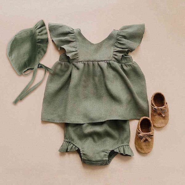 2pcs newborn baby girls clothes summer solid linen cotton toddler girls dress + bloomer fashion newborn clothing outfits summer aa220323, White
2pcs newborn baby girls clothes summer solid linen cotton toddler girls dress + bloomer fashion newborn clothing outfits summer aa220323, White