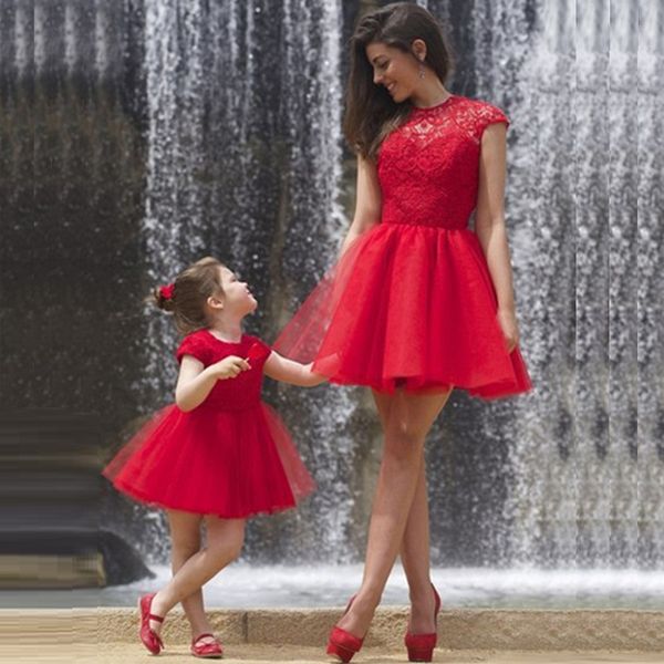 red backless custom made jewel neck mother and daughter dresses a line wedding party gowns littler flower girls dress, White;blue
red backless custom made jewel neck mother and daughter dresses a line wedding party gowns littler flower girls dress, White;blue