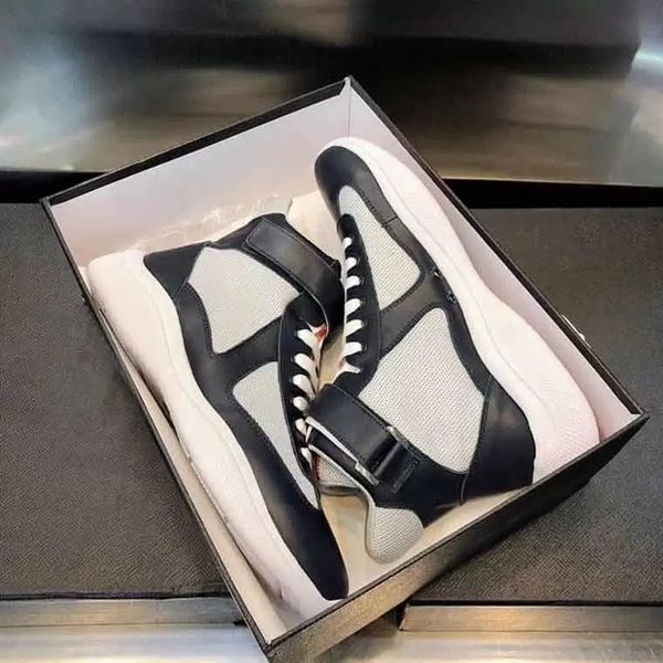 men's casual shoes cup high sneakers luxury design sports runner lace up trainer patent leather + mesh flat skate with box, Black
men's casual shoes cup high sneakers luxury design sports runner lace up trainer patent leather + mesh flat skate with box, Black