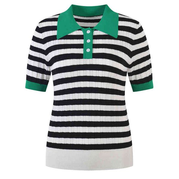 women's sweaters summer knitted polo collar is thin black and white stripe lapel short sleeve sweater wear 3scm, White;black
women's sweaters summer knitted polo collar is thin black and white stripe lapel short sleeve sweater wear 3scm, White;black