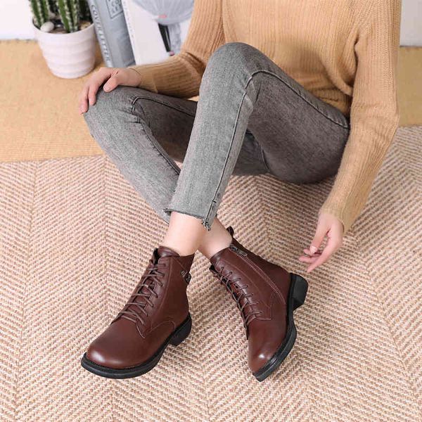 slippers autumn and winter side zipper lace up martin boots women's layer cowhide flat bottom large round head motorcycle dhqq, Black
slippers autumn and winter side zipper lace up martin boots women's layer cowhide flat bottom large round head motorcycle dhqq, Black