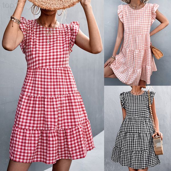 designer designer2022 spring and summer new ruffle fly sleeve plaid dress a-line skirt 2022, Black;gray
designer designer2022 spring and summer new ruffle fly sleeve plaid dress a-line skirt 2022, Black;gray