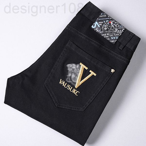men's jeans designer spring and summer new big vs medusa embroidered jeans solid color black white cotton elastic slim fit small feet f, Blue
men's jeans designer spring and summer new big vs medusa embroidered jeans solid color black white cotton elastic slim fit small feet f, Blue