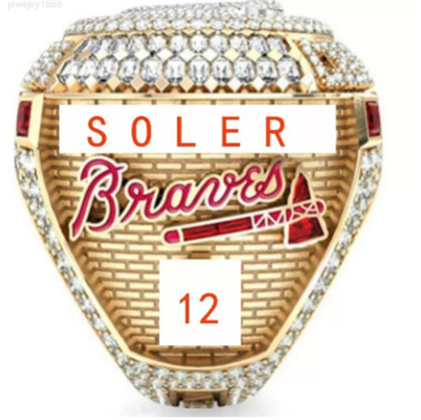 6 player name soler an albies 2021 2022 world series baseball braves team championship ring with wooden display box souvenir men fan121, Black
6 player name soler an albies 2021 2022 world series baseball braves team championship ring with wooden display box souvenir men fan121, Black