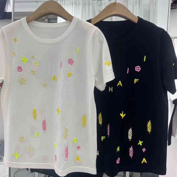 women's hoodies sweatshirts summer novelty temperament letter ear of wheat embroidery short sleeve thin tencel sweater women's top, Black
women's hoodies sweatshirts summer novelty temperament letter ear of wheat embroidery short sleeve thin tencel sweater women's top, Black