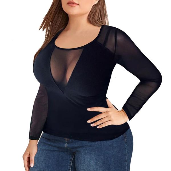mesh clubwear t-shirt long sleeve shirt women see through sheer lightweight patchwork slim party girl basic plus size, Black
mesh clubwear t-shirt long sleeve shirt women see through sheer lightweight patchwork slim party girl basic plus size, Black