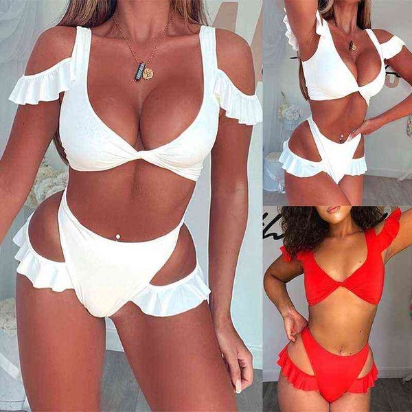 ruffle bikini set deep v bandage women swimsuit high waisted knot bow padded push up white red 2021, White;black
ruffle bikini set deep v bandage women swimsuit high waisted knot bow padded push up white red 2021, White;black