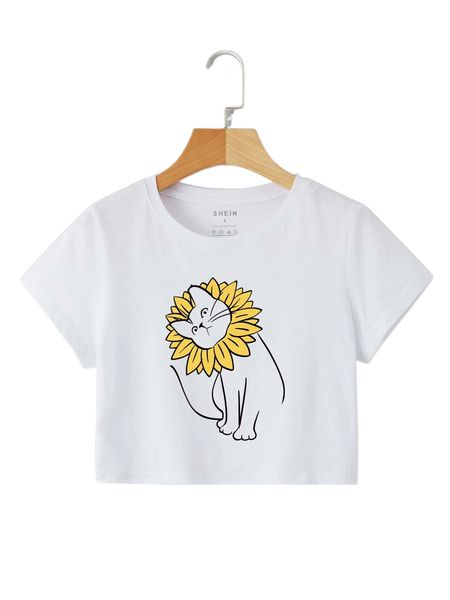 cartoon graphic crop tee 739u#, White
cartoon graphic crop tee 739u#, White