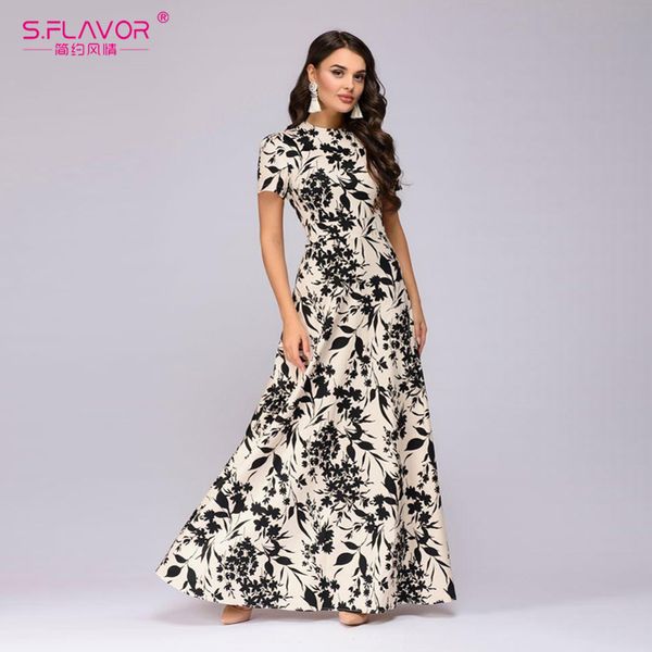 s.flavor women long dress short sleeve floral print boho dress elegant party dress slim maxi vestido de festa y200101, White;black
s.flavor women long dress short sleeve floral print boho dress elegant party dress slim maxi vestido de festa y200101, White;black
