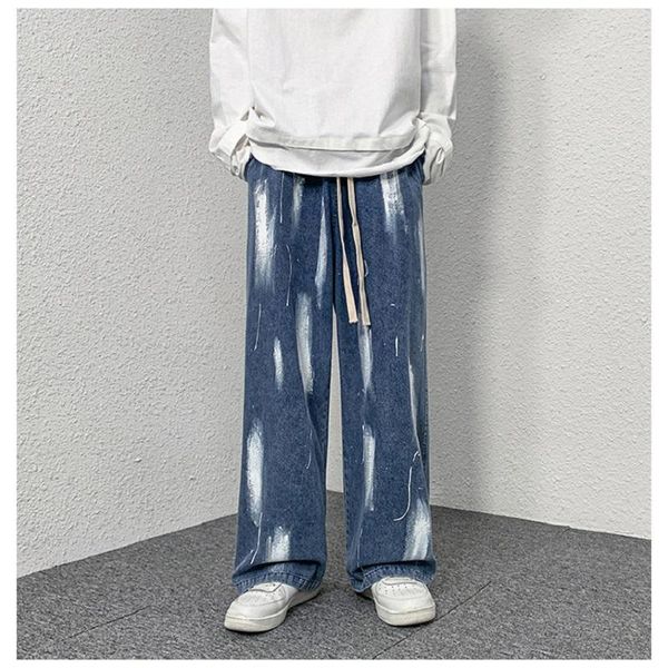 men's jeans 2022 spring drawstring denim pants men printed straight casual jean men's hip-hop high street trendy wide-leg, Blue
men's jeans 2022 spring drawstring denim pants men printed straight casual jean men's hip-hop high street trendy wide-leg, Blue