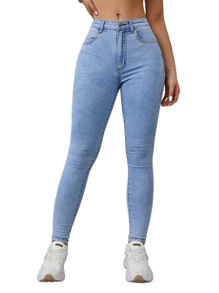 bleach wash skinny jeans x8ba#, Blue