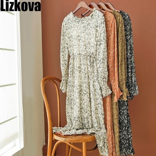 spring dress women black floral chiffon korean dress high waist bandage long sleeve vestidos y200805, Black;pink
spring dress women black floral chiffon korean dress high waist bandage long sleeve vestidos y200805, Black;pink