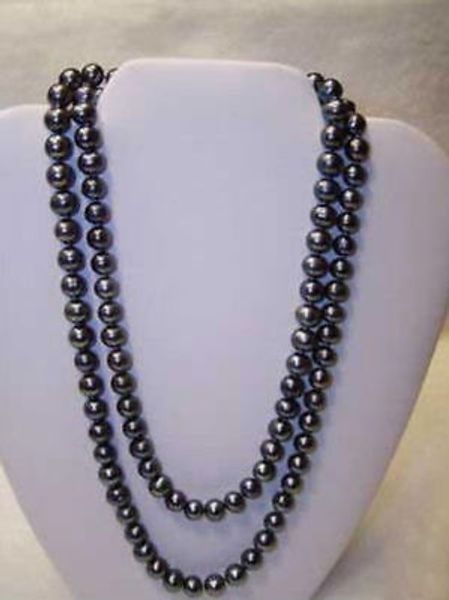 aa 8-9mm tahitian black pearl necklace 48inch 122cm, Silver
aa 8-9mm tahitian black pearl necklace 48inch 122cm, Silver