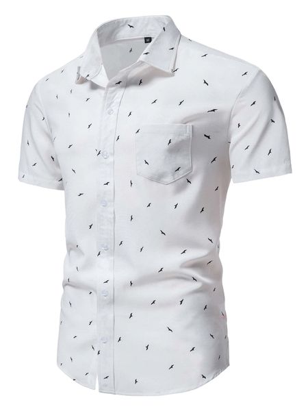 men allover seagull print shirt z3xa#, White;black 
men allover seagull print shirt z3xa#, White;black