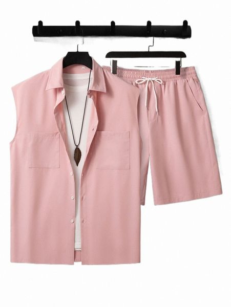 men dual pocket shirt & drawstring shorts without tank r972#, Gray
men dual pocket shirt & drawstring shorts without tank r972#, Gray