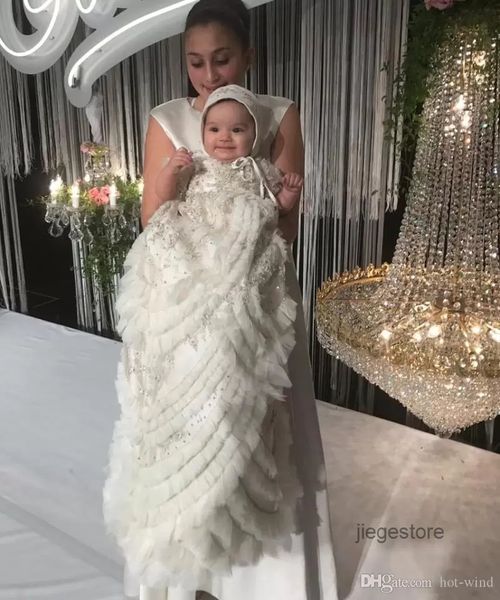 crystal christening dresses baptism gowns for baby girls beads appliqued tiered ruffles bonnet flower girls first communion dress, White
crystal christening dresses baptism gowns for baby girls beads appliqued tiered ruffles bonnet flower girls first communion dress, White