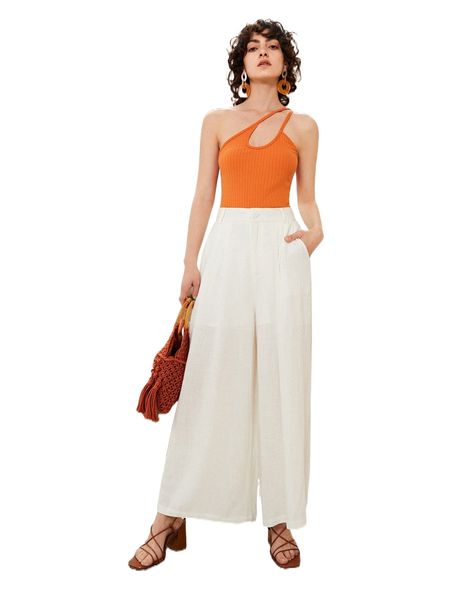 slant pocket wide leg pants g0z7#, Black;white