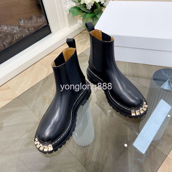boots high end quality thick bottom chelsea boots women's autumn and winter elastic belt martin motorcycle single carved short, Black
boots high end quality thick bottom chelsea boots women's autumn and winter elastic belt martin motorcycle single carved short, Black
