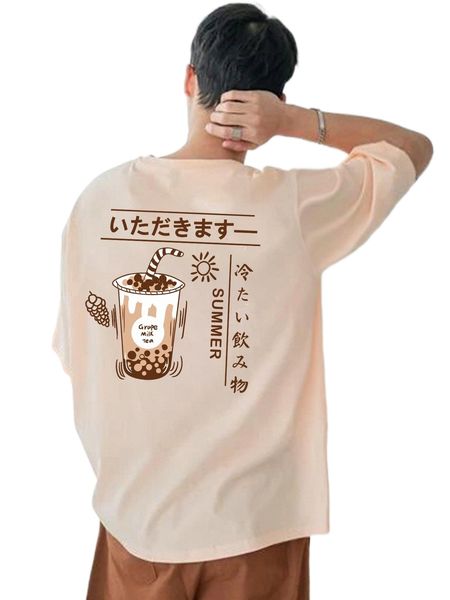 men beverage & japanese letter graphic tee c8ek#, White;black 
men beverage & japanese letter graphic tee c8ek#, White;black