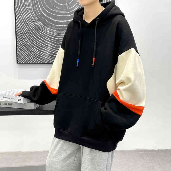 2021 spring and autumn youth pullover men's loose trend hooded oversize splicing jacket, Black
2021 spring and autumn youth pullover men's loose trend hooded oversize splicing jacket, Black