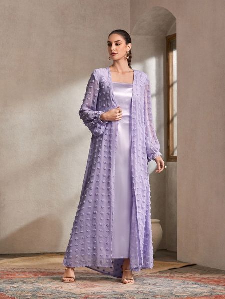 swiss dot bishop sleeve chiffon coat & dress u1lv#, White
swiss dot bishop sleeve chiffon coat & dress u1lv#, White