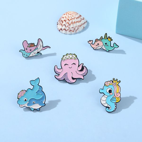 marine animal dolphin ocs sea horse ray shaped brooches cute animals wear flower alloy enamel lapel pins european jeans sweater backpack hat, Gray
marine animal dolphin ocs sea horse ray shaped brooches cute animals wear flower alloy enamel lapel pins european jeans sweater backpack hat, Gray