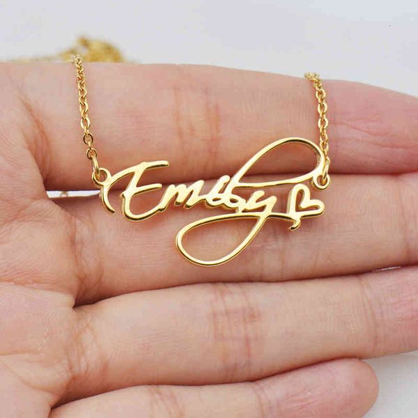 fashion cursive name necklace with heart exquisite stainless steel letter necklaces pendant collier choker jewelry couple gifts, Silver
fashion cursive name necklace with heart exquisite stainless steel letter necklaces pendant collier choker jewelry couple gifts, Silver