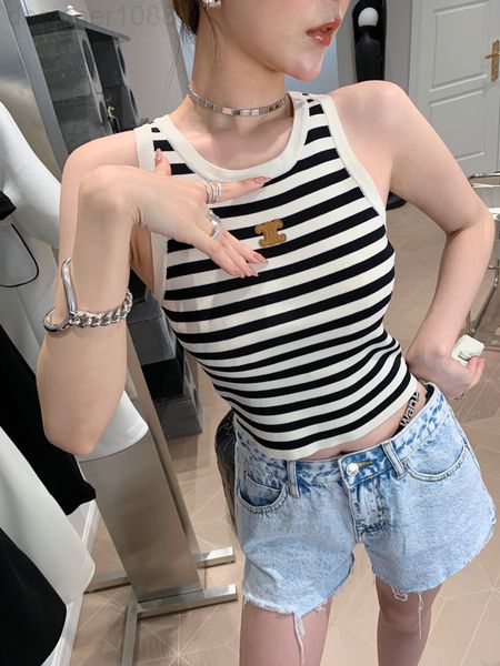 women's tanks & camis designer ce family 22 spring and summer new small striped suspender vest with inside outside c9mt, White 
women's tanks & camis designer ce family 22 spring and summer new small striped suspender vest with inside outside c9mt, White