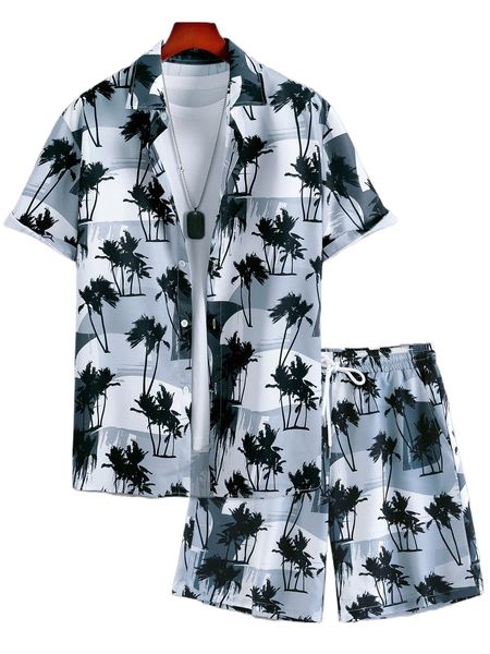 men random palm tree print shirt & drawstring waist shorts without tee q0dl#, Gray
men random palm tree print shirt & drawstring waist shorts without tee q0dl#, Gray