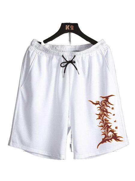 romwe guys letter graphic shorts p2tj#, White;black