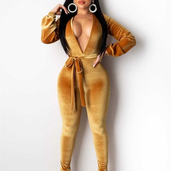casual velvet long sleeve bodycon fitness jumpsuit women deep v-neck tracksuit jumpsuit winter back hollow body mujer rompers 210709, Black;white
casual velvet long sleeve bodycon fitness jumpsuit women deep v-neck tracksuit jumpsuit winter back hollow body mujer rompers 210709, Black;white