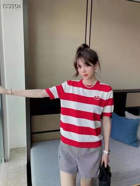 women's sweaters designer 2022 spring and summer new classic red white striped embroidery sweater women's versatile casual round n, White;black
women's sweaters designer 2022 spring and summer new classic red white striped embroidery sweater women's versatile casual round n, White;black