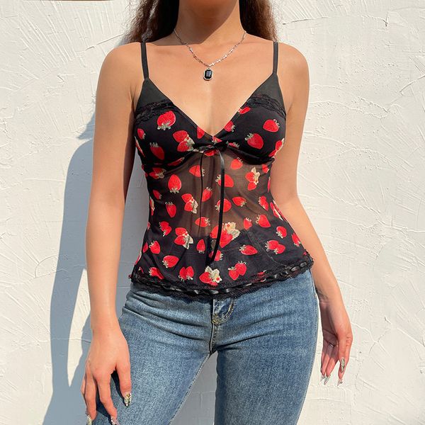 summer camis women black strawberry print v-neck sleeveless see-through backless sling crop lace trim streetwear, Black;white
summer camis women black strawberry print v-neck sleeveless see-through backless sling crop lace trim streetwear, Black;white