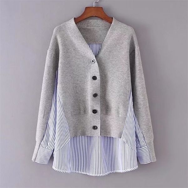 new pattern spring autumn fashion woman long sleeve spliced striped fake two pieces vneck blouse shirt t200321, White
new pattern spring autumn fashion woman long sleeve spliced striped fake two pieces vneck blouse shirt t200321, White