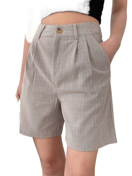 dazy fold pleated slant pocket shorts s5ir#, White;black 
dazy fold pleated slant pocket shorts s5ir#, White;black
