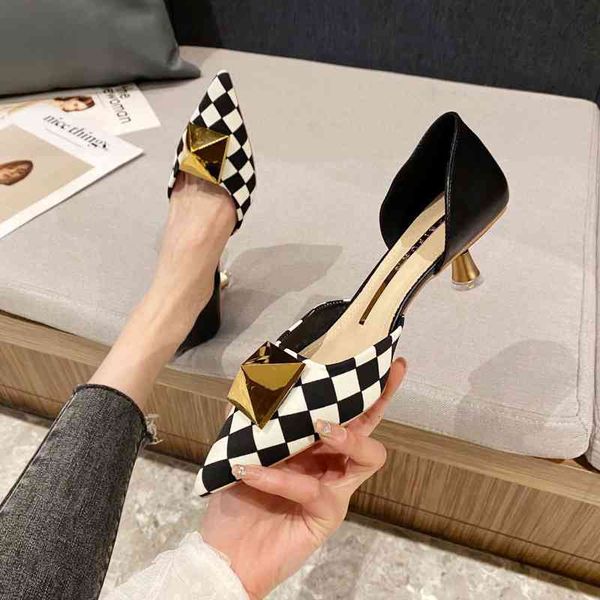 sandals french baotou hollow high-heeled single shoes spring and summer checkerboard rivets, niche design, thin heel women's y1va, Black
sandals french baotou hollow high-heeled single shoes spring and summer checkerboard rivets, niche design, thin heel women's y1va, Black