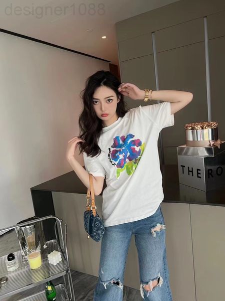 women's t-shirt designer 22 spring and summer new spray printing flower creative round neck loose fashion short sleeve t-shirt men', White
women's t-shirt designer 22 spring and summer new spray printing flower creative round neck loose fashion short sleeve t-shirt men', White