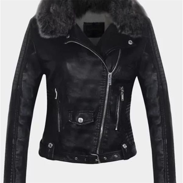ftlzz women winter faux leather jacket warm large fur collar lady motorcycle pu faux soft leather white black pink coat 220815
ftlzz women winter faux leather jacket warm large fur collar lady motorcycle pu faux soft leather white black pink coat 220815