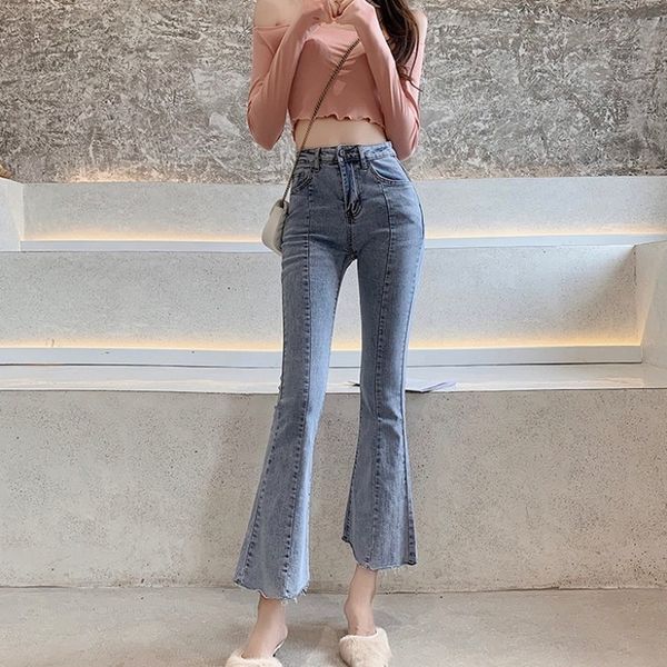 slim frayed bootcut pants high waisted jeans spring hong kong women chic washed stitching 210506, Blue
slim frayed bootcut pants high waisted jeans spring hong kong women chic washed stitching 210506, Blue
