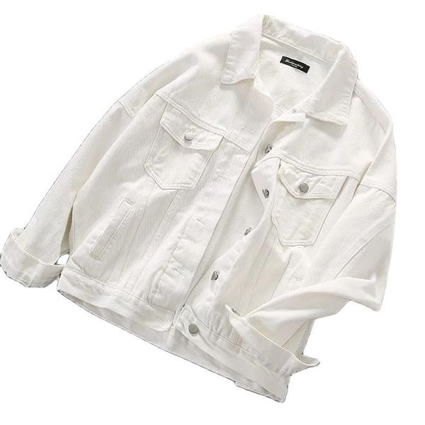 white denim jacket womens autumn coat the large size fashion solid color loose allmatch lapel black women clothing 220715, Black;brown
white denim jacket womens autumn coat the large size fashion solid color loose allmatch lapel black women clothing 220715, Black;brown