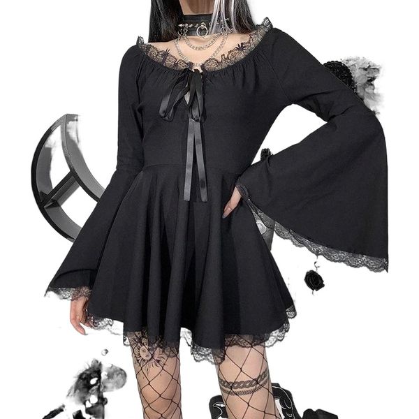 casual dresses emo dark dollskill dress lace stitching flared long sleeve fall 2022 waist tight goth fashion egril y2k d6uu#, Black;gray
casual dresses emo dark dollskill dress lace stitching flared long sleeve fall 2022 waist tight goth fashion egril y2k d6uu#, Black;gray