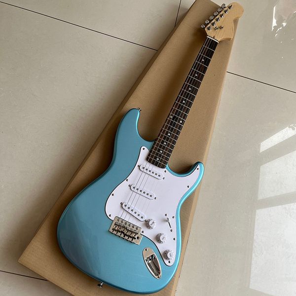 classic electric guitar bright blue body great timbre passive pickup delivery home
classic electric guitar bright blue body great timbre passive pickup delivery home