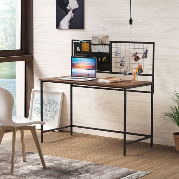 computer desk furniture with mesh 46.5 inch study writing table for home office, modern simple style, black metal frame, rustic brown
computer desk furniture with mesh 46.5 inch study writing table for home office, modern simple style, black metal frame, rustic brown